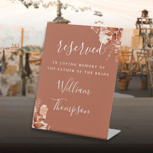 Terracotta Floral Reserved Father Mother Memorial Pedestal Sign