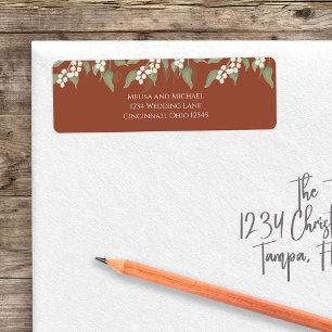 Terracotta Floral Return Address Custom