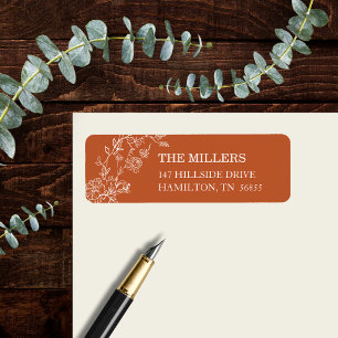 Terracotta Floral Rustic Elegant Return Address