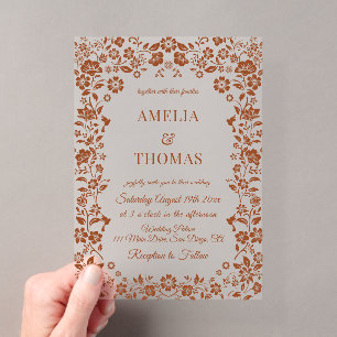 Terracotta Floral Rustic Wedding Invitation