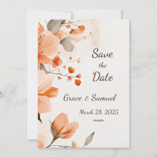 Terracotta Floral Save the Date Card