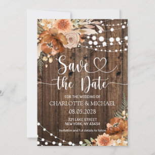Terracotta Floral Save the Date Wedding Invitation