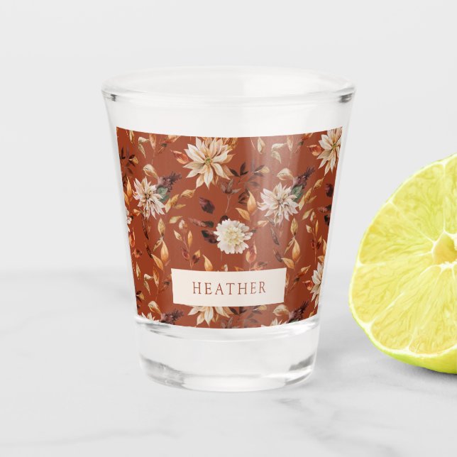 Terracotta Floral Shot Glass (Front)