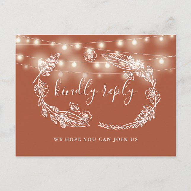 Terracotta Floral Song Request RSVP Card (Front)