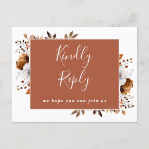 Terracotta Floral Song Request RSVP Postcard