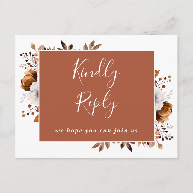 Terracotta Floral Song Request RSVP Postcard (Front)