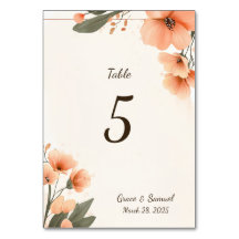 Terracotta Floral Table Number Card