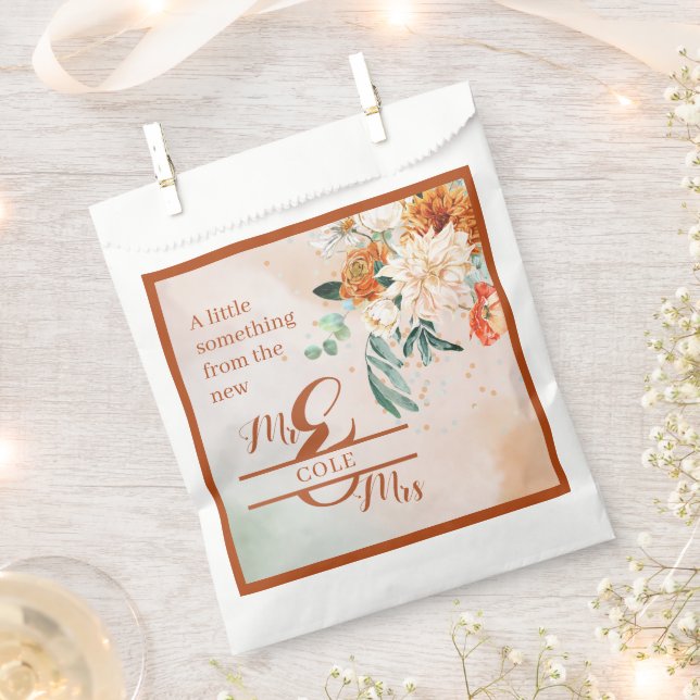 Terracotta Floral Wedding Favour Bags (Clipped)