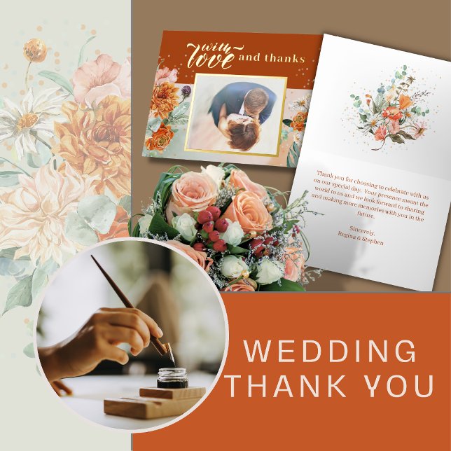 Terracotta Floral Wedding Foil Thank You Card (Creator Uploaded)