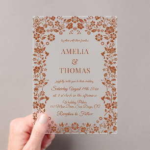 Terracotta Floral Wedding Invitation