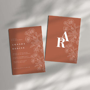 Terracotta Floral Wedding Invitation