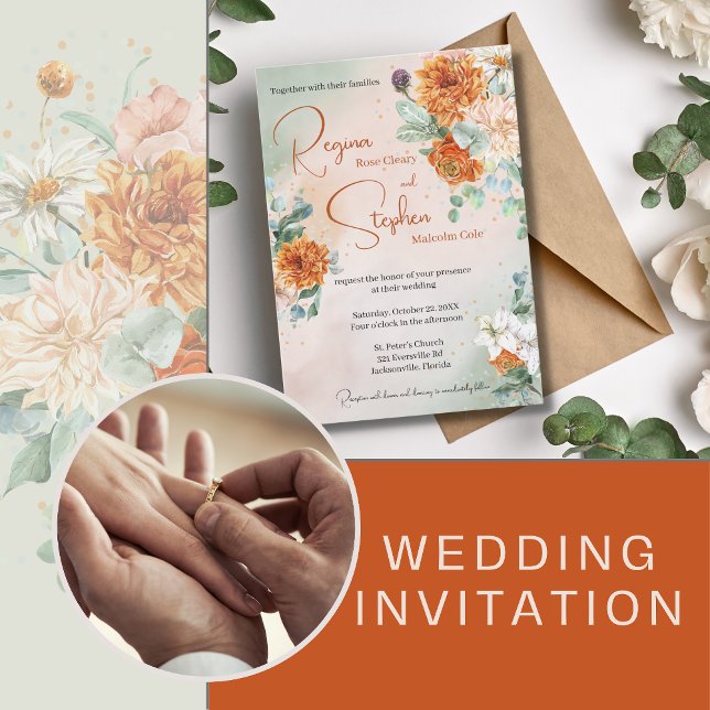 Terracotta Floral Wedding Invitation (Creator Uploaded)