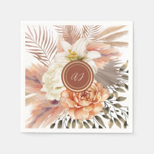 Terracotta Floral Wedding Napkin