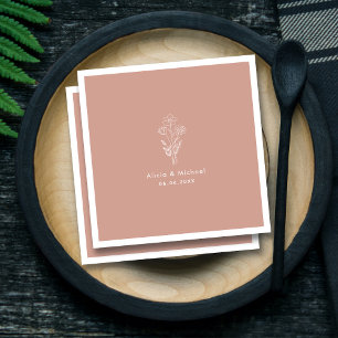 Terracotta Floral Wedding Napkins   Modern Minimal