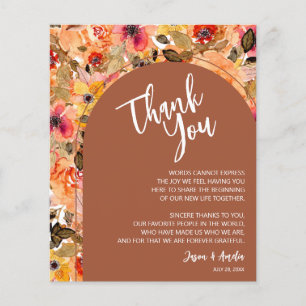 Terracotta Floral Wedding Plate Thank You Flyer