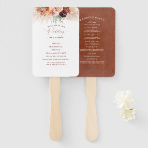 Terracotta Floral Wedding Program Hand Fan