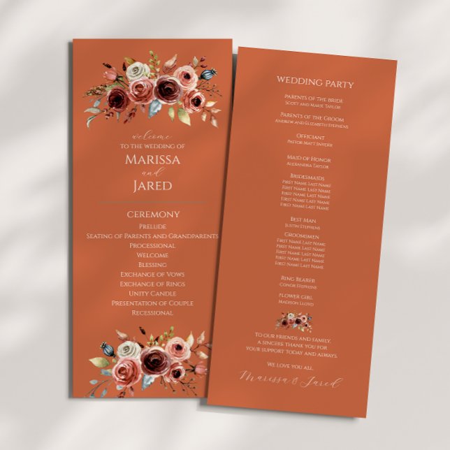 Terracotta Floral Wedding Program Programme (Creator Uploaded)