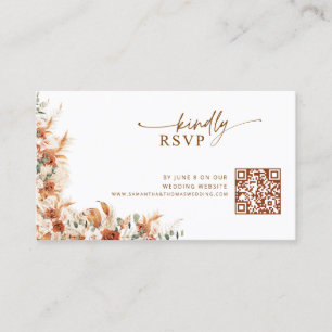 Terracotta Floral Wedding QR code RSVP  Enclosure Card