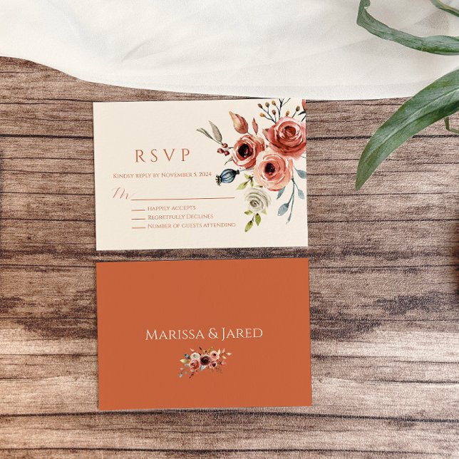 Terracotta Floral Wedding RSVP Card (Creator Uploaded)