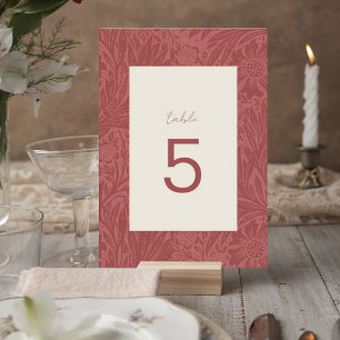 Terracotta Floral Wedding Table Number Card