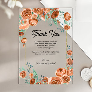 Terracotta Floral Wedding Thank You Acrylic Invitations