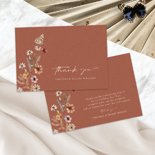 Terracotta Floral Wedding Thank You Card