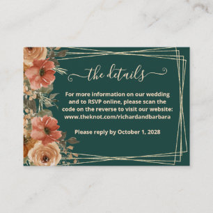 Terracotta Floral Wedding Website Details QR    Enclosure Card