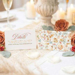 Terracotta Floral Whimsical Wedding Details Enclosure Card