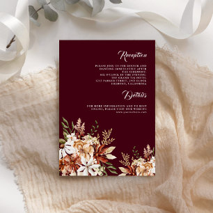 Terracotta Floral Wildflower Burgundy Wedding Enclosure Card