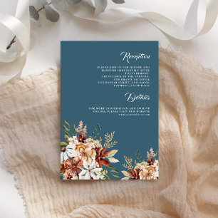 Terracotta Floral Wildflower Dusty Blue Wedding Enclosure Card