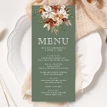 Terracotta Floral Wildflower Sage Green Wedding Menu<br><div class="desc">Elegant menu featuring beautiful rustic wildflowers and modern typography.</div>