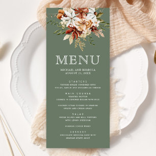 Terracotta Floral Wildflower Sage Green Wedding Menu