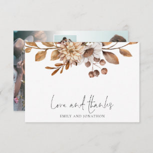 Terracotta Florals 5 Photo Wedding Love Thanks Card