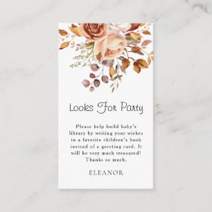 Terracotta Florals Books For Baby Shower Enclosure Card