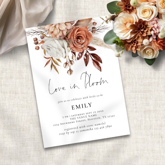 Terracotta Florals Love in Bloom Bridal Shower Invitation (Creator Uploaded)