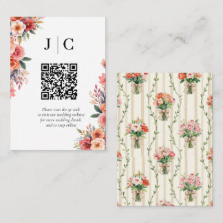 Terracotta Florals Minimalist QR Code Enclosure Card