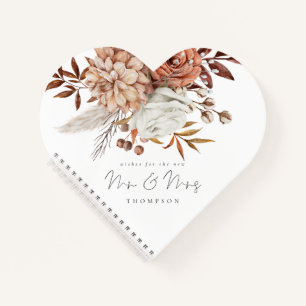 Terracotta Florals New Mr Mrs Heart Guest Book