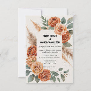 Terracotta Florals Rustic Earthy Boho Wedding RSVP Card