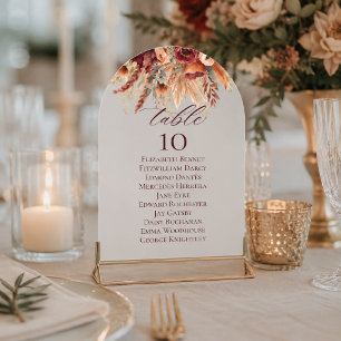 Terracotta Florals Table Number Name Seating Chart