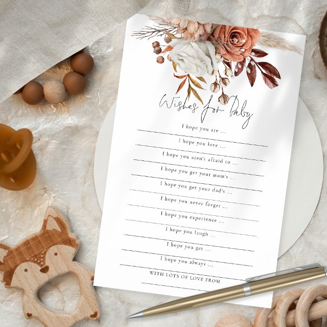 Terracotta Florals Wishes for Baby Shower Game Flyer (Creator Uploaded)