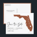 Terracotta Florida State Map QR Code Save the Date Announcement Postcard<br><div class="desc">Announce your Florida wedding in style with this QR Code Save the Date Postcard, featuring a map of the Sunshine State. This design showcases the state’s iconic shape. The added QR code allows your guests to instantly access your wedding website, RSVP page, or a personal message from you, making it...</div>