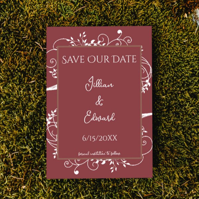 Terracotta Flourish Save The Date Announcement (Terracotta Flourish Save the Date Wedding Announcement)