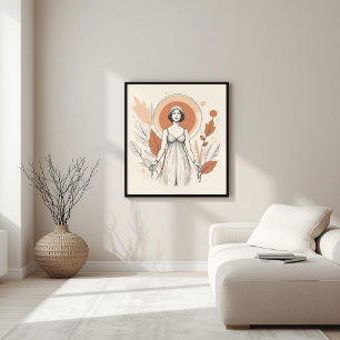 Terracotta Flow – Botanical Abstract Balance I Poster