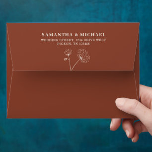 Terracotta Flower Cotton Elegant Wedding Envelope