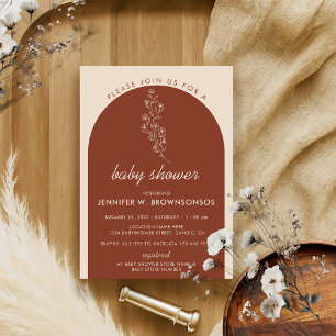 Terracotta Flower Summer Fall Join Baby Shower Invitation