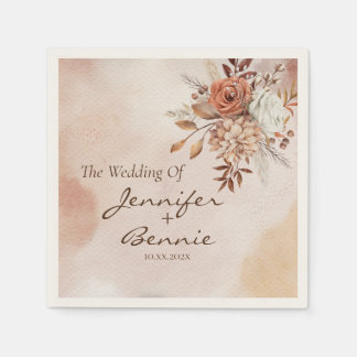 Terracotta Flowers Bohemian Rustic Floral Boho Napkin