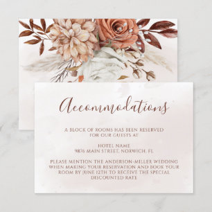 Terracotta Flowers Boho Fall Wedding Accommodation Enclosure Card