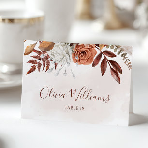 Terracotta Flowers Boho Fall Wedding Place Card