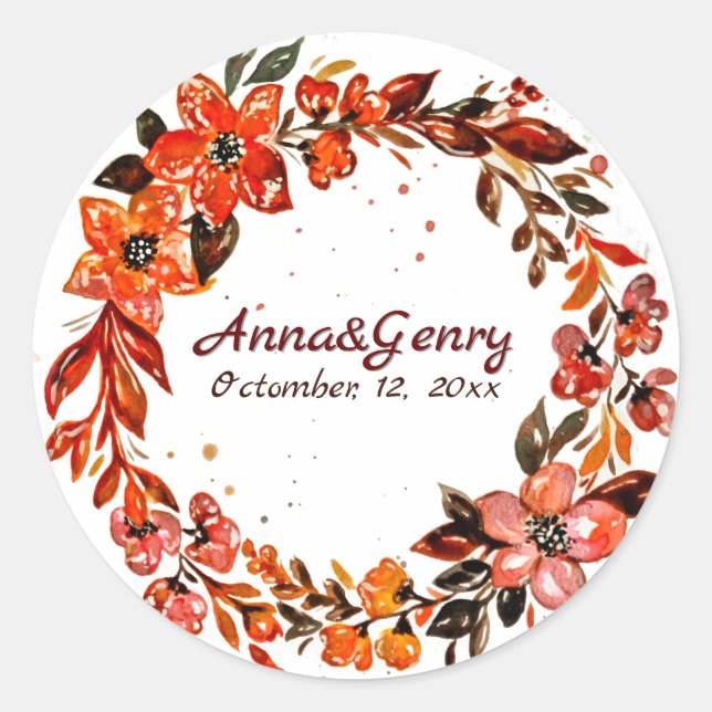 Terracotta Flowers Classic Round Sticker (Front)