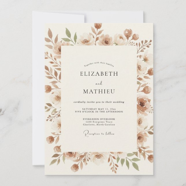 Terracotta Foliage Eucalyptus Wedding Invitation (Front)